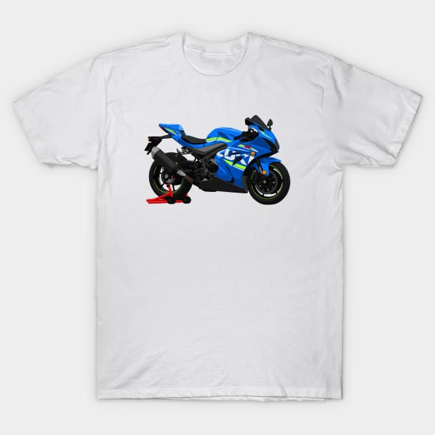 Blue GSX R1000 Bike Illustration T-Shirt by KAM Std